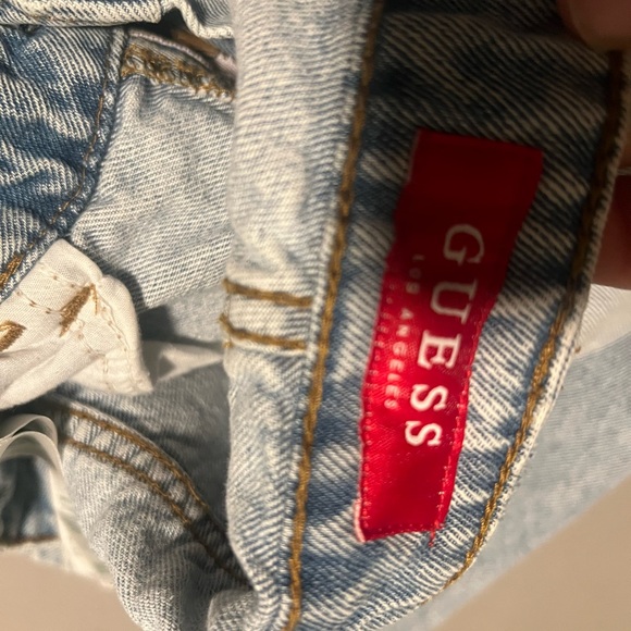 Guess high waist wide leg jeans light wash distressed Y2K - Picture 5 of 6